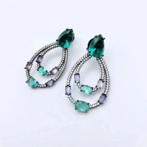 GLASS Stone Hoops Earrings | Party Earrings